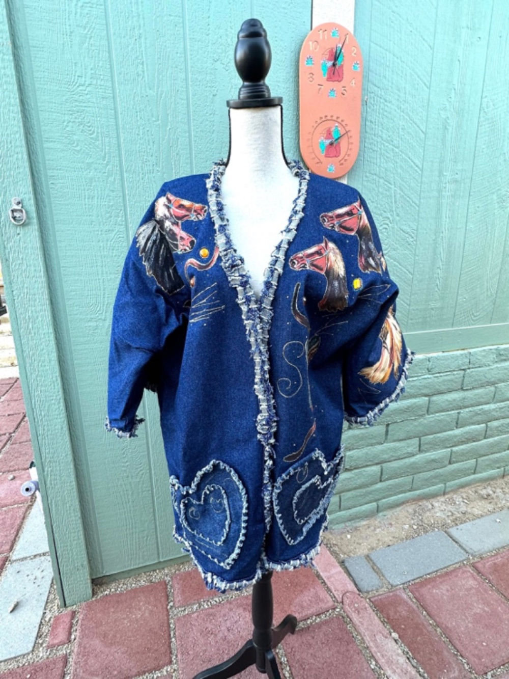 Vintage 80s Denim Western Jacket: Equestrian Horse Appliqué, Hand-Crafted - Picture 4 of 15